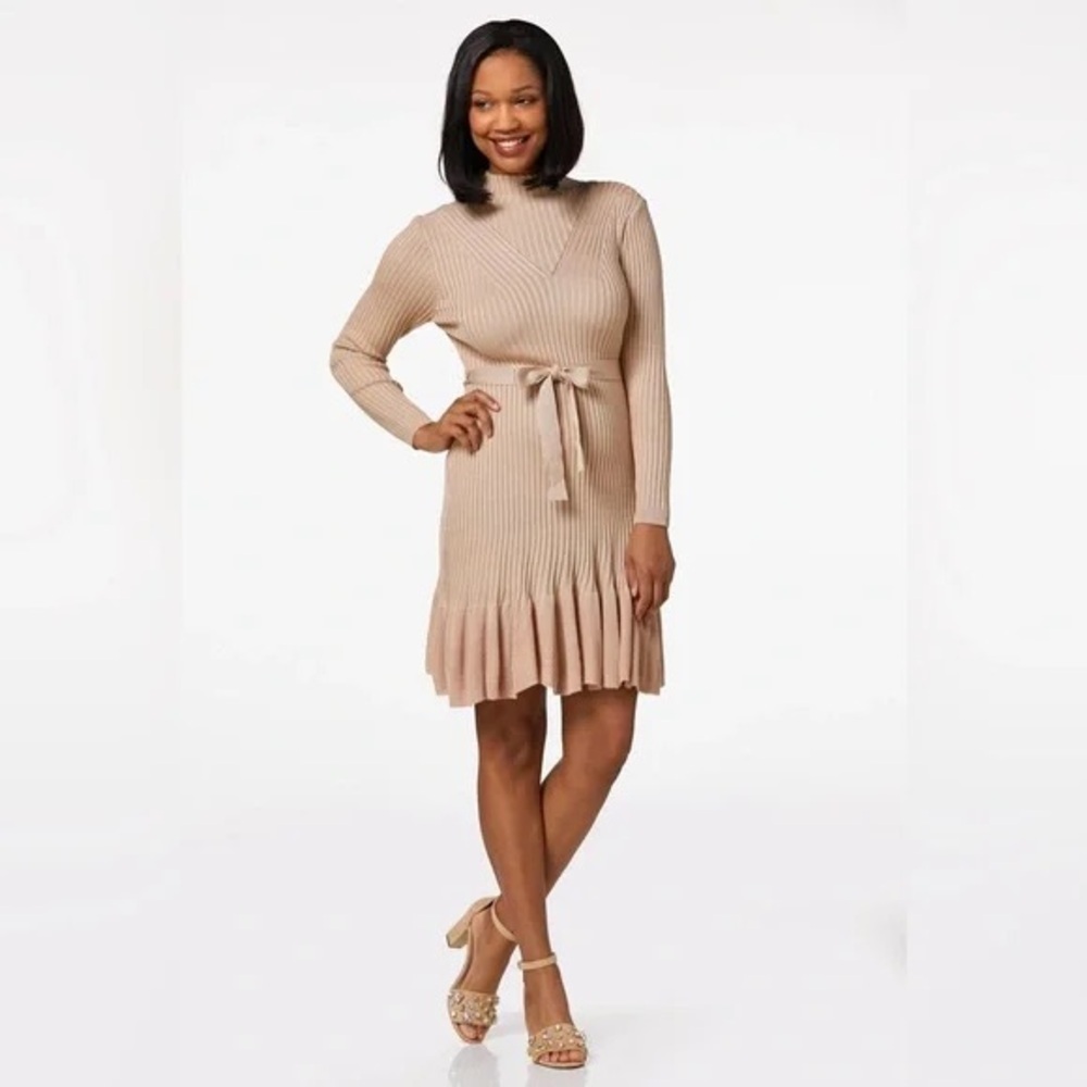 Cato | RIBBED SWEATER DRESS BEIGE VARIOUS SIZES AVAILABLE